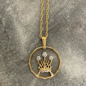 Vintage Scottish Thistle Coin Gold Silver Charm Necklace